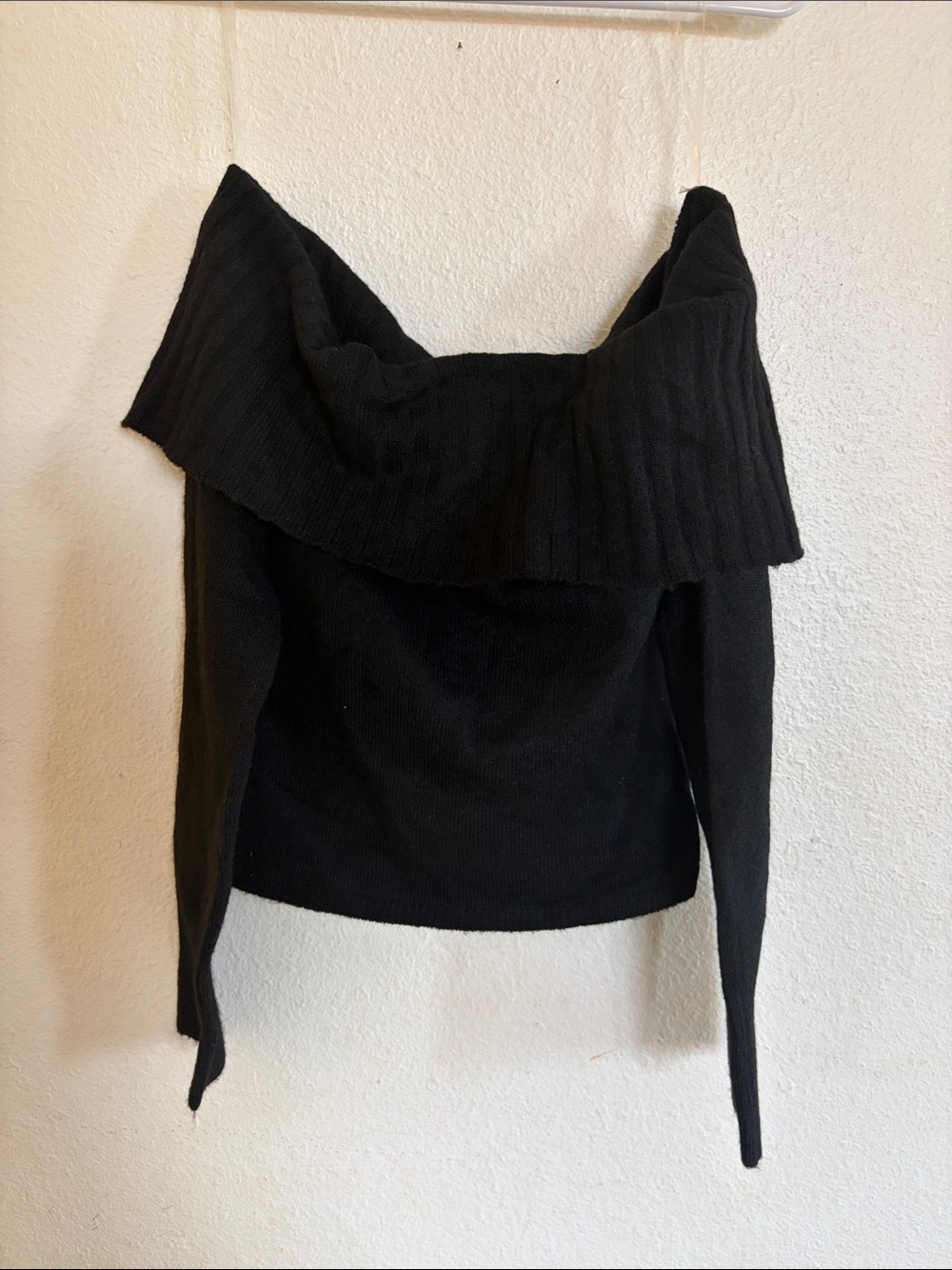 Off-the-Shoulder Black Women’s Sweater
